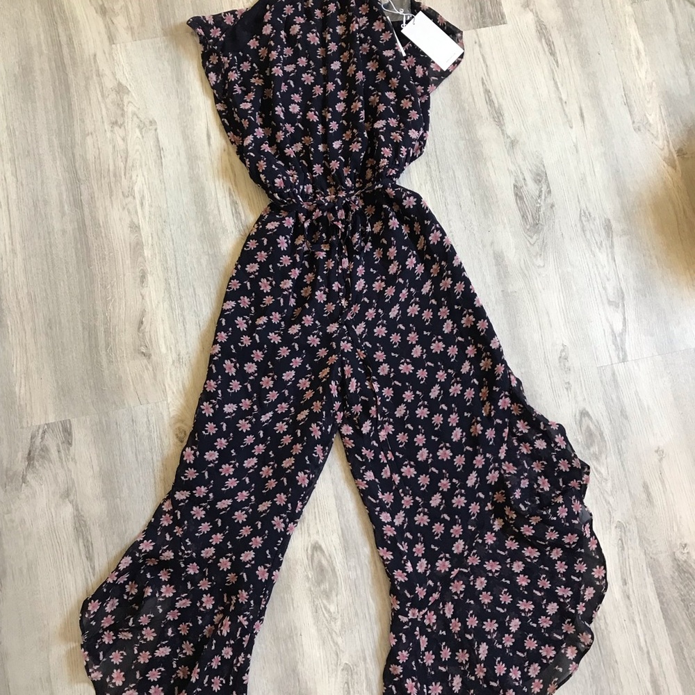 HOST PICK  🎊🎉JOIE Jael Floral-print Silk Jumpsuit In Midnight NWT Size Small - Picture 7 of 12